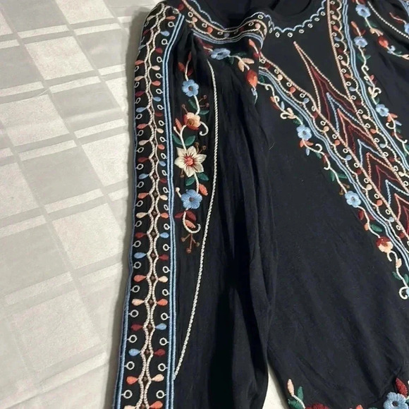 Anthropologie linen blend,embroidered,shirt ,women M. Floral,cottagecore - Picture 10 of 16